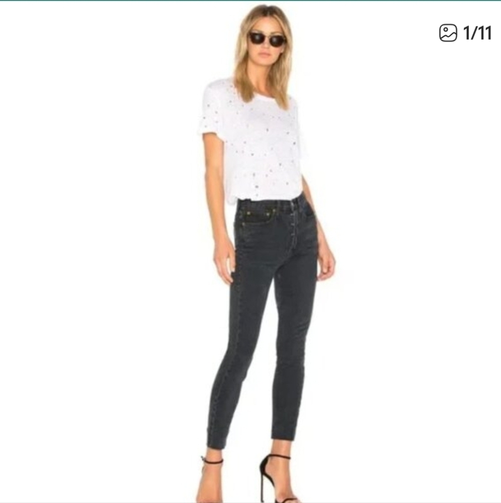 RE/DONE High Rise Ankle Crop Jeans Faded Black size 32